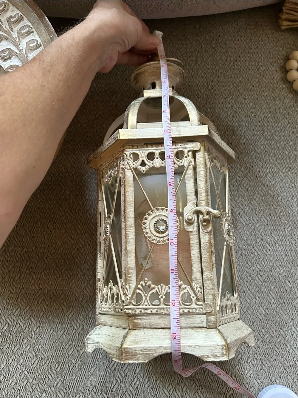 Rare Pier 1 Imports Ivory Gold Decorative Metal Lantern Home Accent Wedding